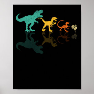 Póster Evolución Dinosaurio T Rex Velociraptor Pollo