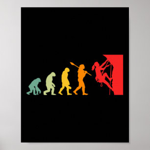 Póster Evolución divertida de escalada en roca humana Ret