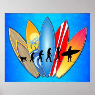 Póster Evolución que practica surf