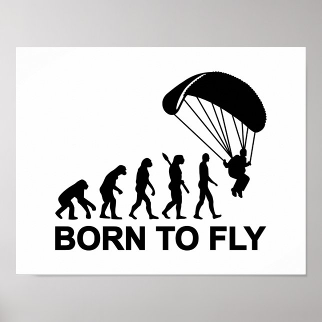 Póster Evolución Skydiving nacido para volar (Frente)