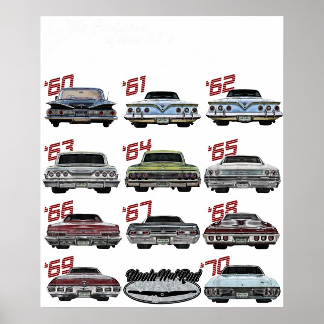Póster Evolution of the 60s Impala,1960,Hot Rod,Muscle Ca (Frente)