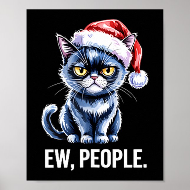 Póster Ew People Black Cat Christmas Funny Introvert Holi (Frente)