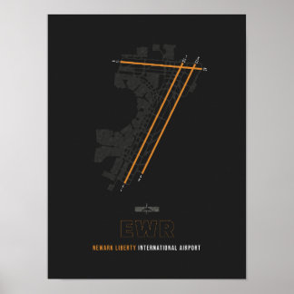 Póster EWR - Diagrama de pista del aeropuerto Newark Libe