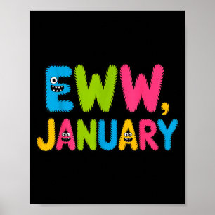 Póster Eww enero divertido dicho de año nuevo niños niñas