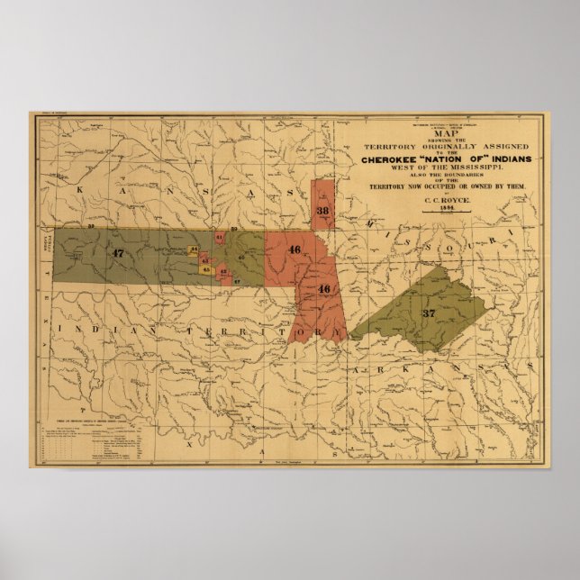 Póster Ex-Límites de la "Nación de" Indios Cherokee (Frente)