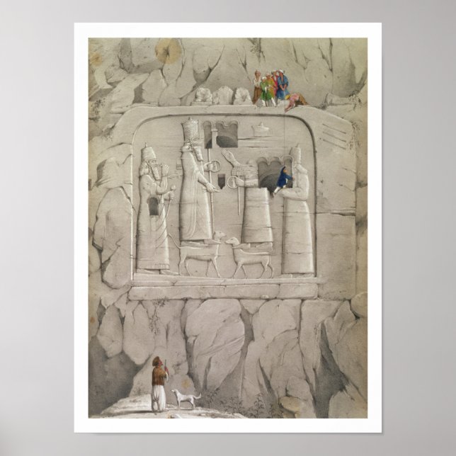 Póster Examinando una escultura de rock asirio, de 'Disco (Frente)