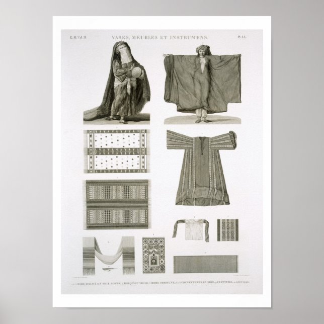 Póster Examples of Silk and Egyptian Costumes, from 'Desc (Frente)