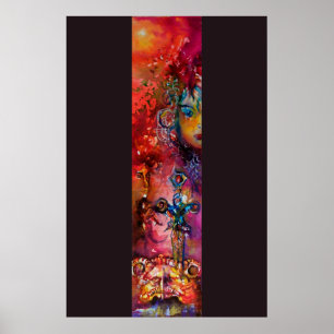 Póster EXCALIBUR Espada Mágica Leyenda Arturiana Acuarela