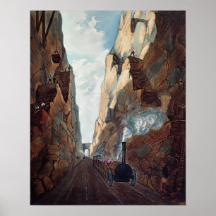 Póster Excavación del soporte verde oliva, millas de