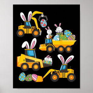 Póster Excavadora de construcción de huevos de conejito D