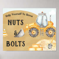 Excavadora de la construcción Primer Rótulo Fiesta