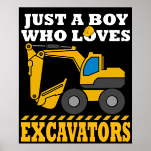 Póster Excavator Regalos Niños Construcción Excavador de 