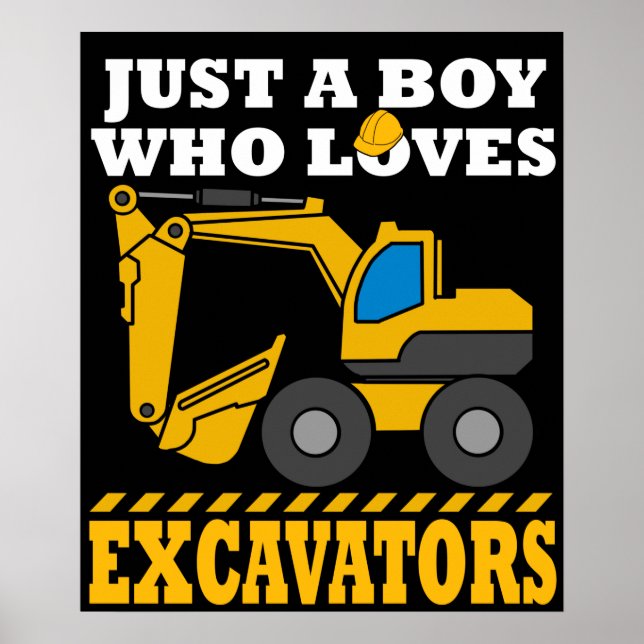 Póster Excavator Regalos Niños Construcción Excavador de  (Frente)