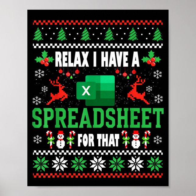 Póster Excel Suéter Feo de Navidad Tengo una Hoja de Cálc (Frente)