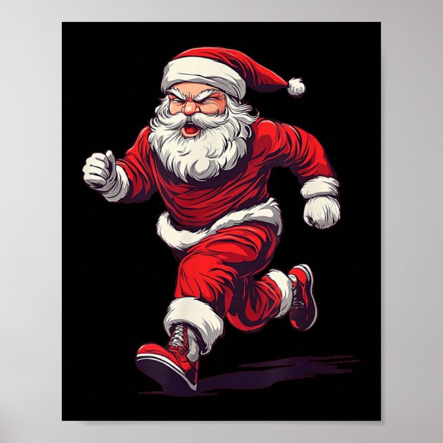 Póster Excelente Equipo De Santa Corriendo Para Jogging Y (Frente)