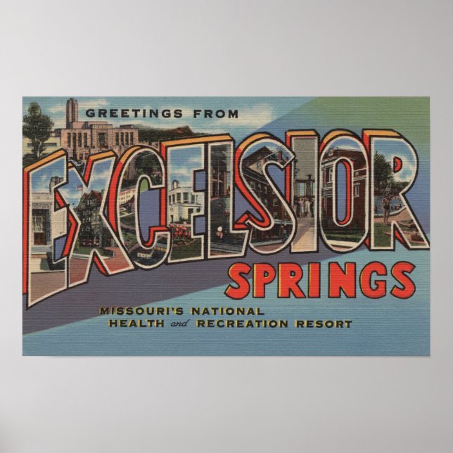 Póster Excelsior Springs, Missouri - Letra grande (Frente)