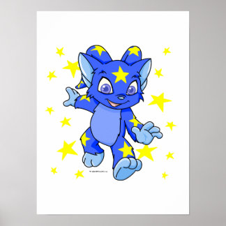 Póster Excited Starry Acara with star burst