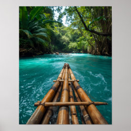 Póster excursiones en balsa por el río en Jamaica