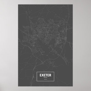 Póster Exeter, England (white on black)