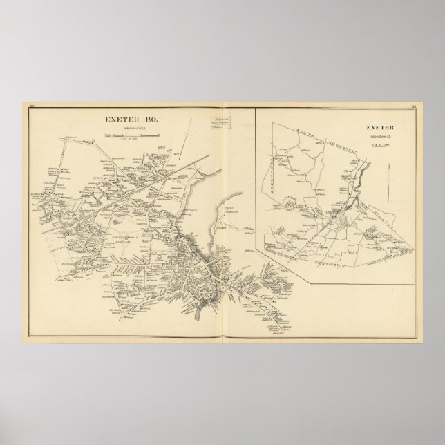 Póster Exeter PO, ciudad de Exeter (Frente)