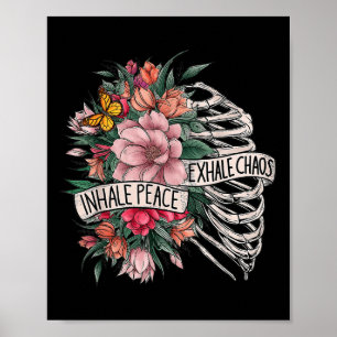 Póster Exhalación de paz en jaulas de costillas caos salu