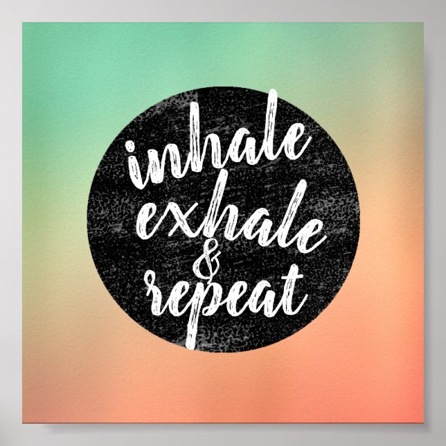 Póster exhalación inhalatoria cita gris sobre fondo oscur (Frente)