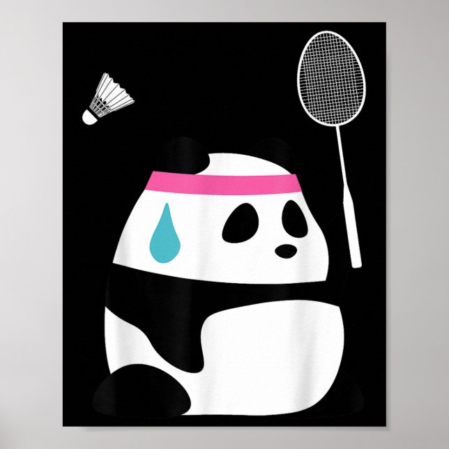 Póster Exhausted Badminton Panda - Funny Cute Shuttle Ani (Frente)