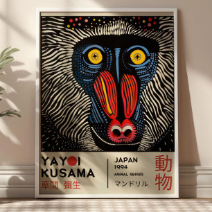 Póster Exhibición Retro Japonesa Yayoi Kusama Mandrill