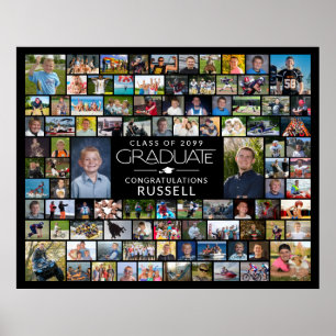 Póster Exhibidor de Collage de Fotos para Graduado Modern