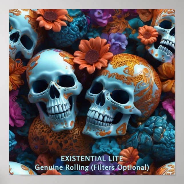 Póster EXISTENCIAL LITE Memento Mori Lovers Skulls (Frente)