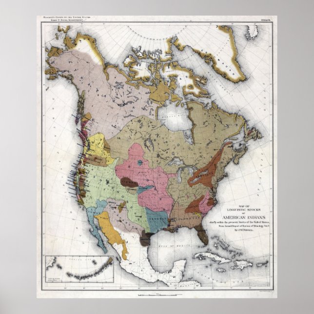 Póster Existencias lingüísticas de indios americanos (Frente)