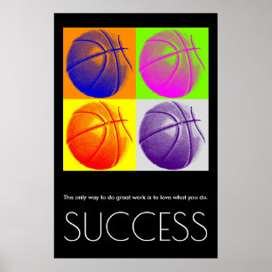Póster Éxito del Pop Art Motivational Basketball Trendy