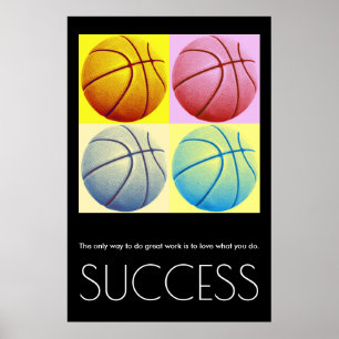 Póster Éxito del Pop Art Motivational Basketball Trendy