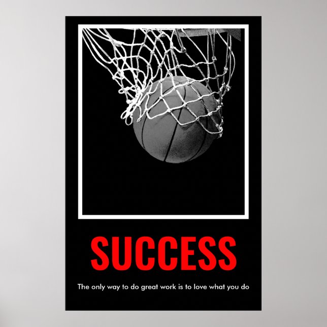 Póster Éxito Motivacional de Baloncesto de moda (Frente)