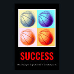 Póster Éxito Motivacional del Básquetbol Pop Art<br><div class="desc">Arte con temas deportivos editado digitalmente - Poster de baloncesto impreso - Arte con estilo de historieta digital - Arte pop universitario - Imágenes de computadora - La única manera de hacer un gran trabajo es amar lo que haces.</div>