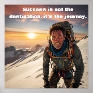 Póster Éxito y trabajo duro Motivación del escalador de m