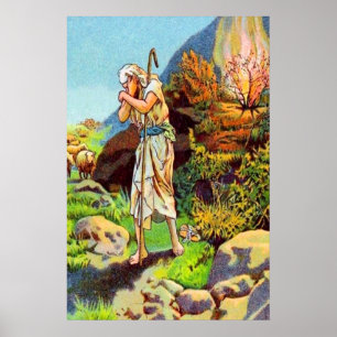 Póster Éxodo 3: Dios habla de un poster de Bush en llamas