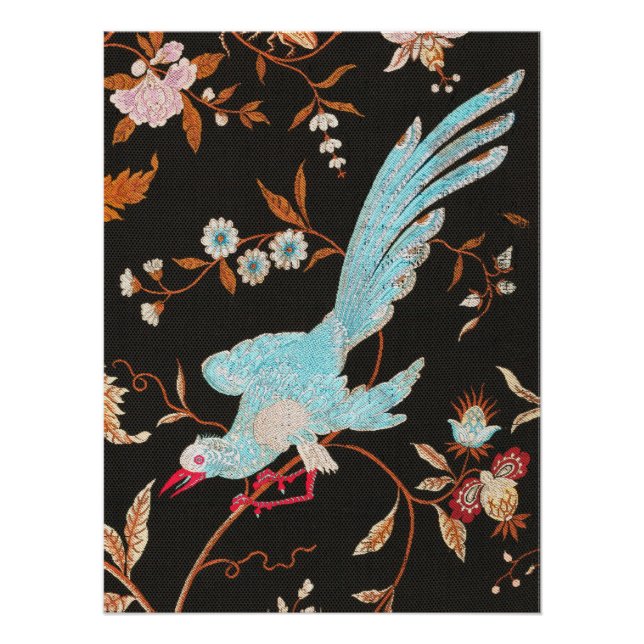Póster Exotic Asian Birds And Flowers Embroidery (Anverso)