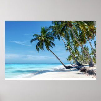 Póster Exotic Palm Beach Turquoise Water Sunny Paradise