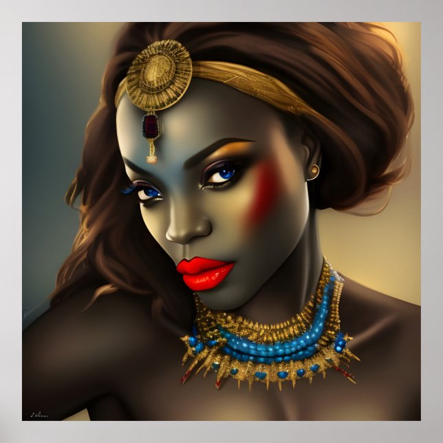 Póster Exótica mujer africana asombrosa joya de la cabeza (Frente)