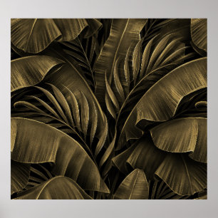 Póster Exótico Tropical: Naturaleza Dorada Grunge