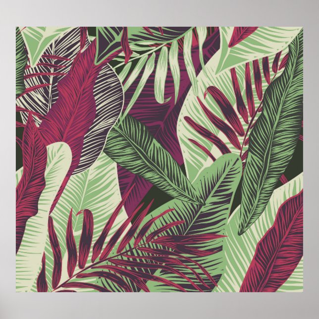 Póster Exótico tropical: verde de moda sin problemas (Frente)