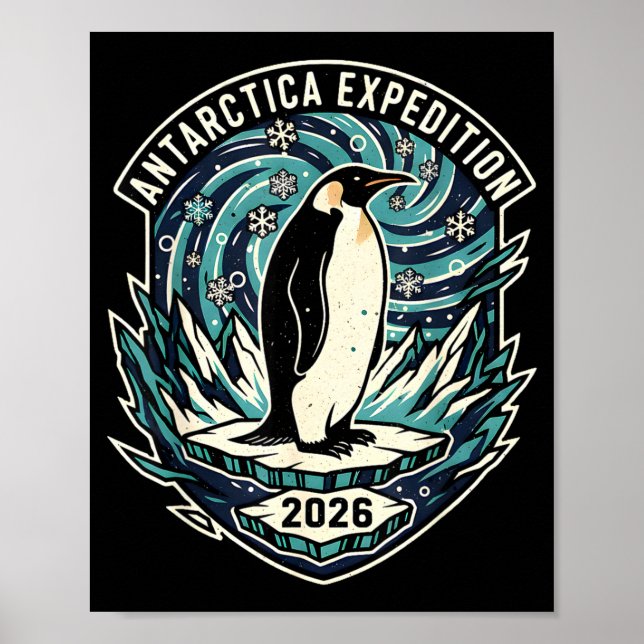Póster Expedición a la Antártida 2026 Retro Recuerdo Ping (Frente)