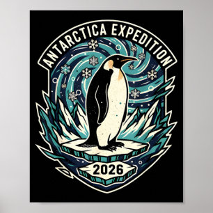 Póster Expedición a la Antártida 2026 Retro Recuerdo Ping