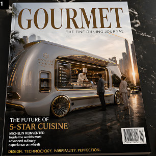 Póster Experiencia gastronómica móvil futurista Michelin