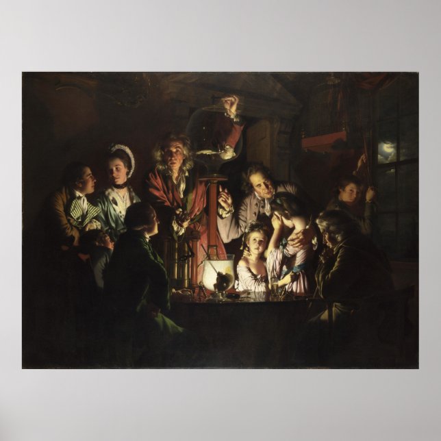 Póster Experimento de Wright sobre un pájaro en una bomba (Frente)