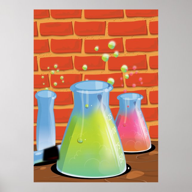 Póster Experimentos de ciencia de dibujos animados (Frente)