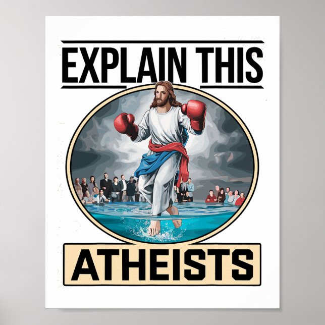 Póster Explicar a estos ateos Jesús Guantes de Boxeo Dive (Frente)