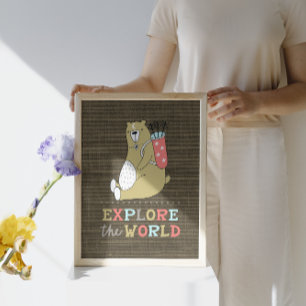 Póster Explora a los niños del osito de boho mundial