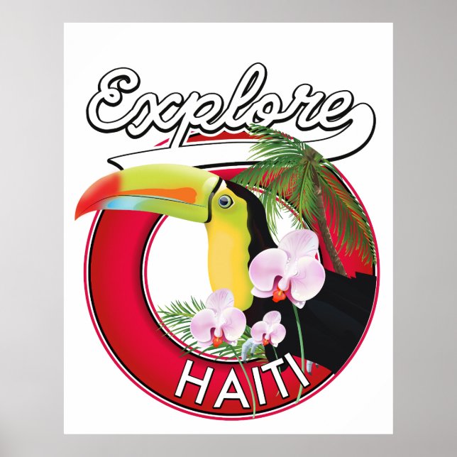 Póster Explora el parche de viaje del logo de Haití. (Frente)